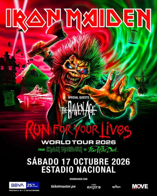 IRON MAIDEN regresa a Lima con un show histórico: el “Run For Your Lives Tour 2026”