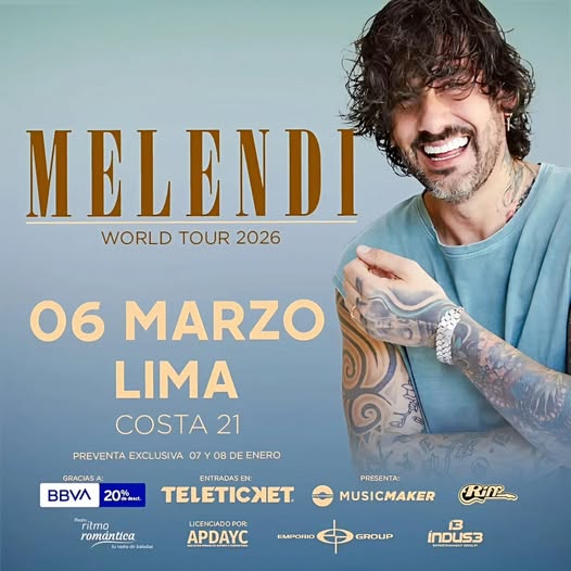 Melendi regresa a Perú con su “Tareas Pendientes World Tour 2026”